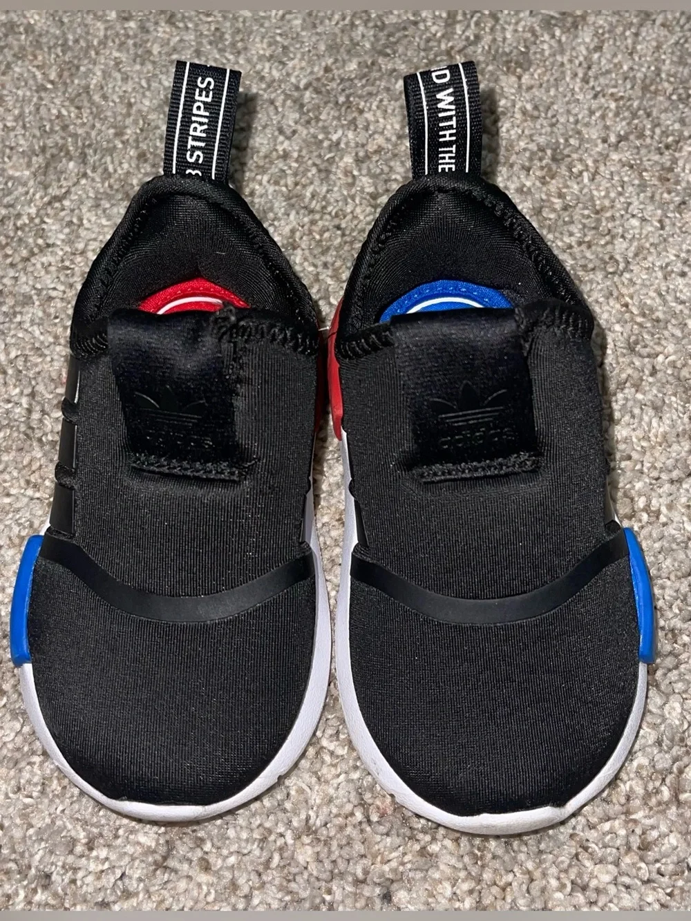 Adidas 5K NMD 360 black slip on red white blue